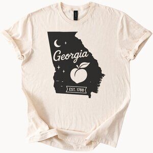 Georgia State Outline Shirt Peach Graphic Est 1788 Southern Map Tee Gift